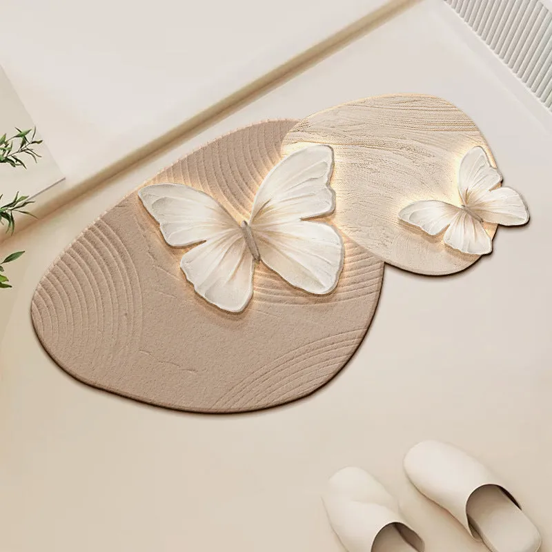 Retro Butterfly Diatomite Mat  Quick Drying & Non-Slip