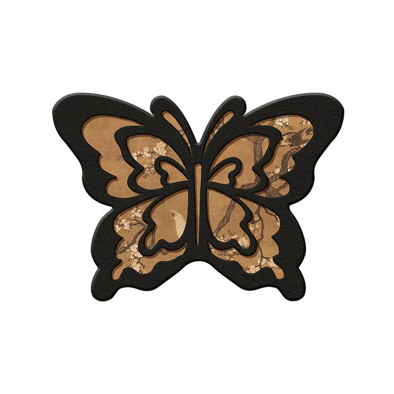Retro Butterfly Diatomite Mat  Quick Drying & Non-Slip