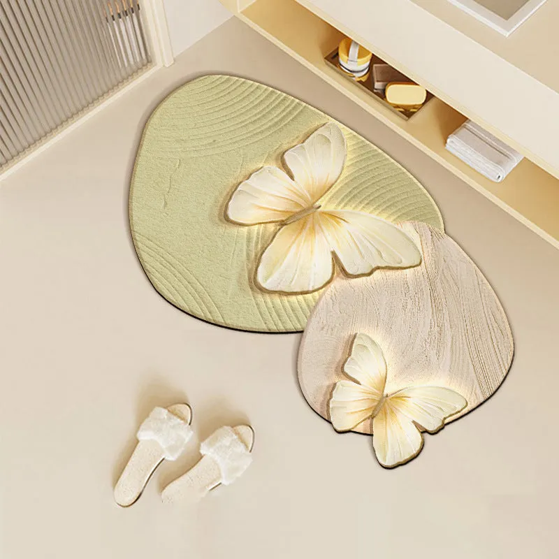 Retro Butterfly Diatomite Mat  Quick Drying & Non-Slip
