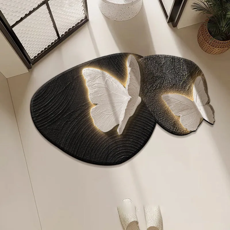 Retro Butterfly Diatomite Mat  Quick Drying & Non-Slip