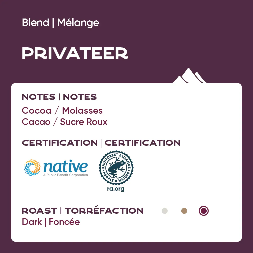 Reunion Coffee Roasters Privateer Dark Whole Bean Coffee 12oz