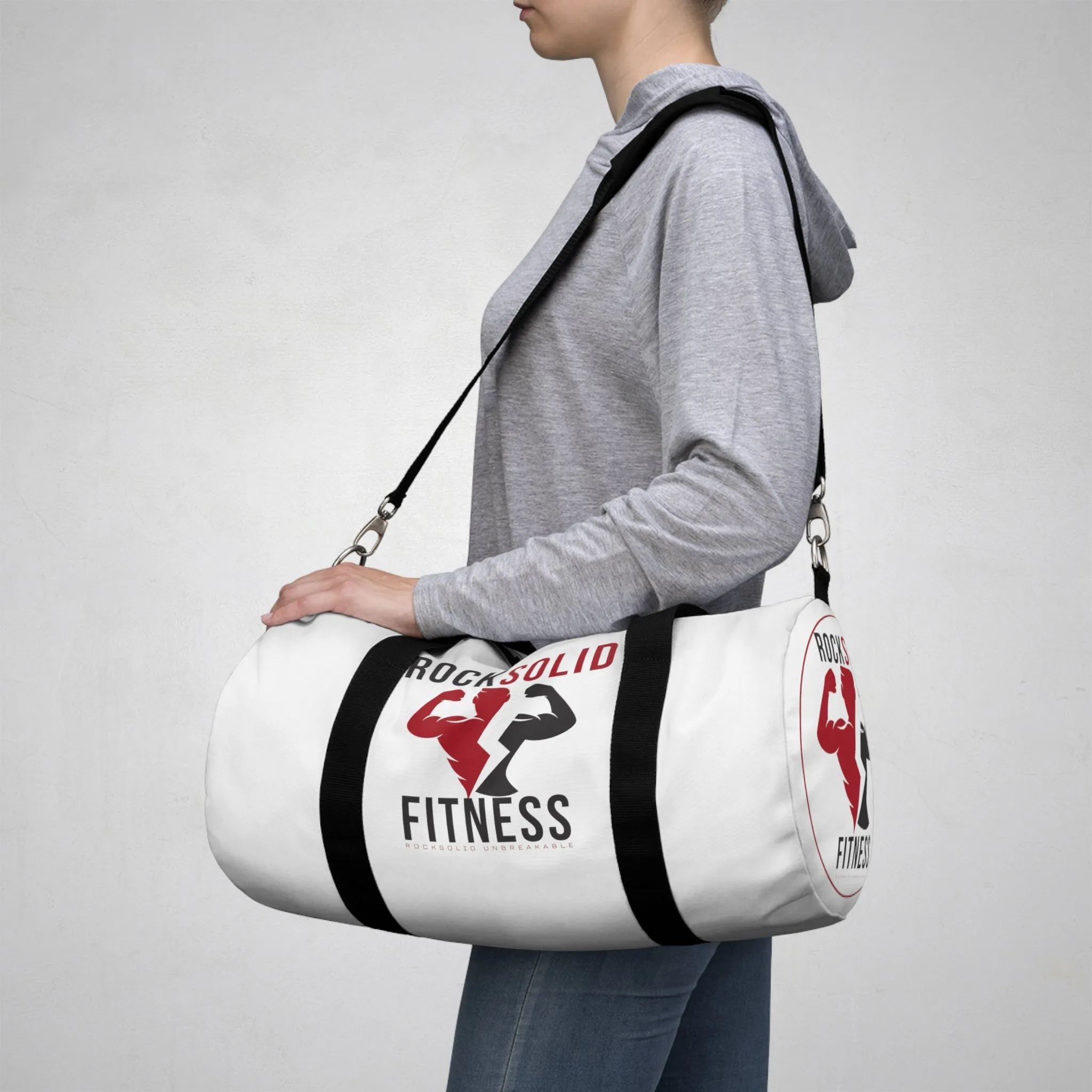 RockSolid Fitness Duffel Bag | White | Oxford Canvas | Original Logo