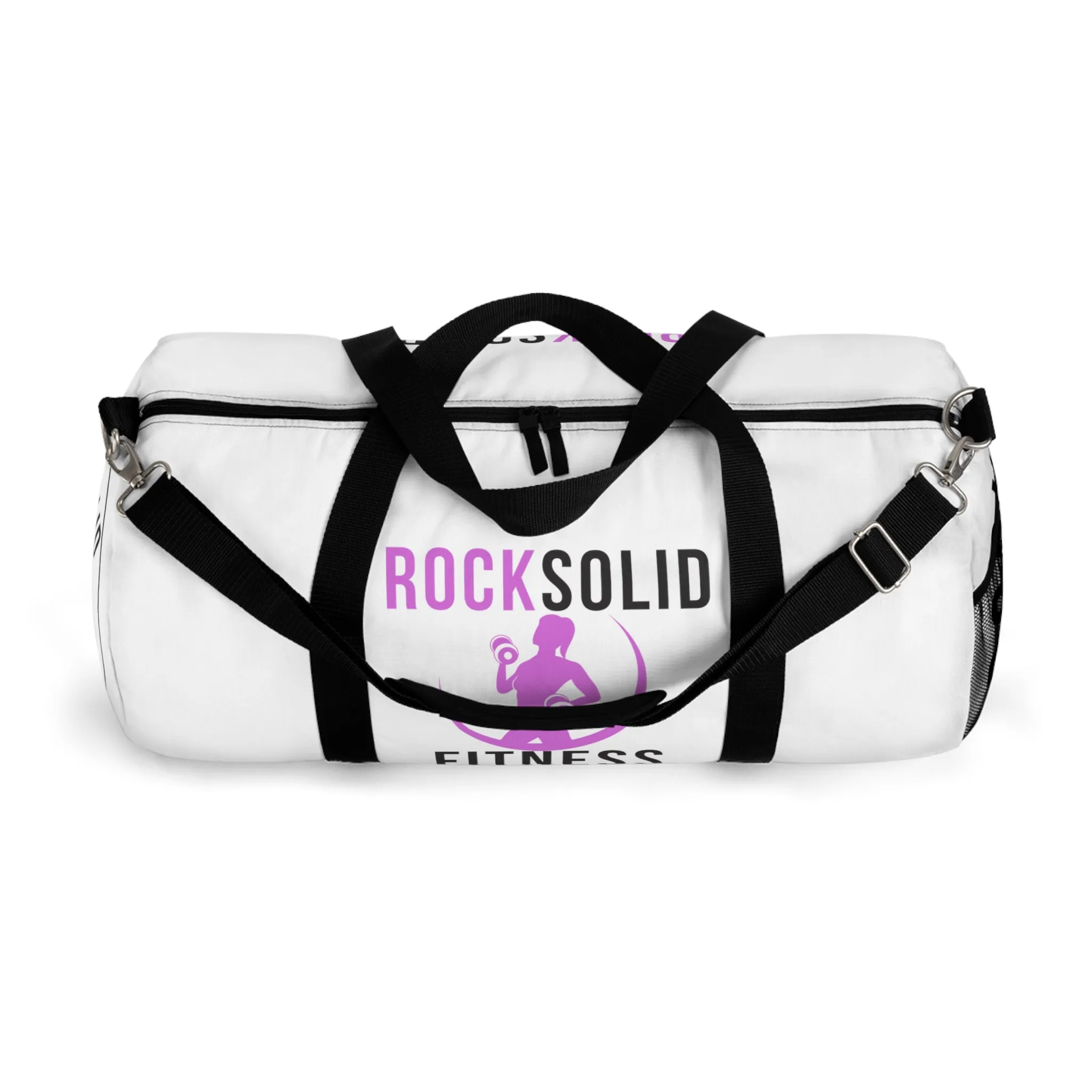 RockSolid Fitness Duffel Bag | White | Oxford Canvas | Pink Lady Logo