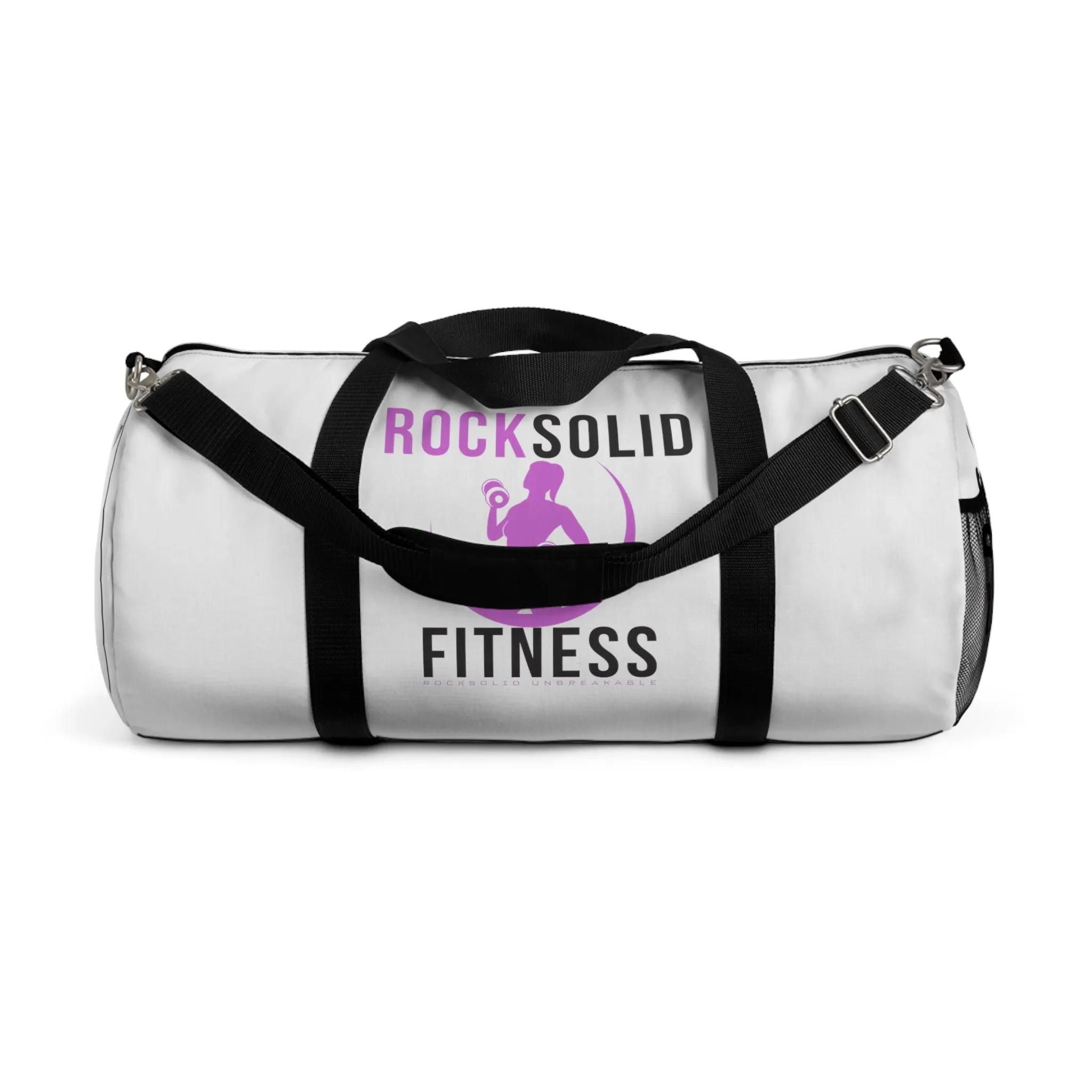 RockSolid Fitness Duffel Bag | White | Oxford Canvas | Pink Lady Logo