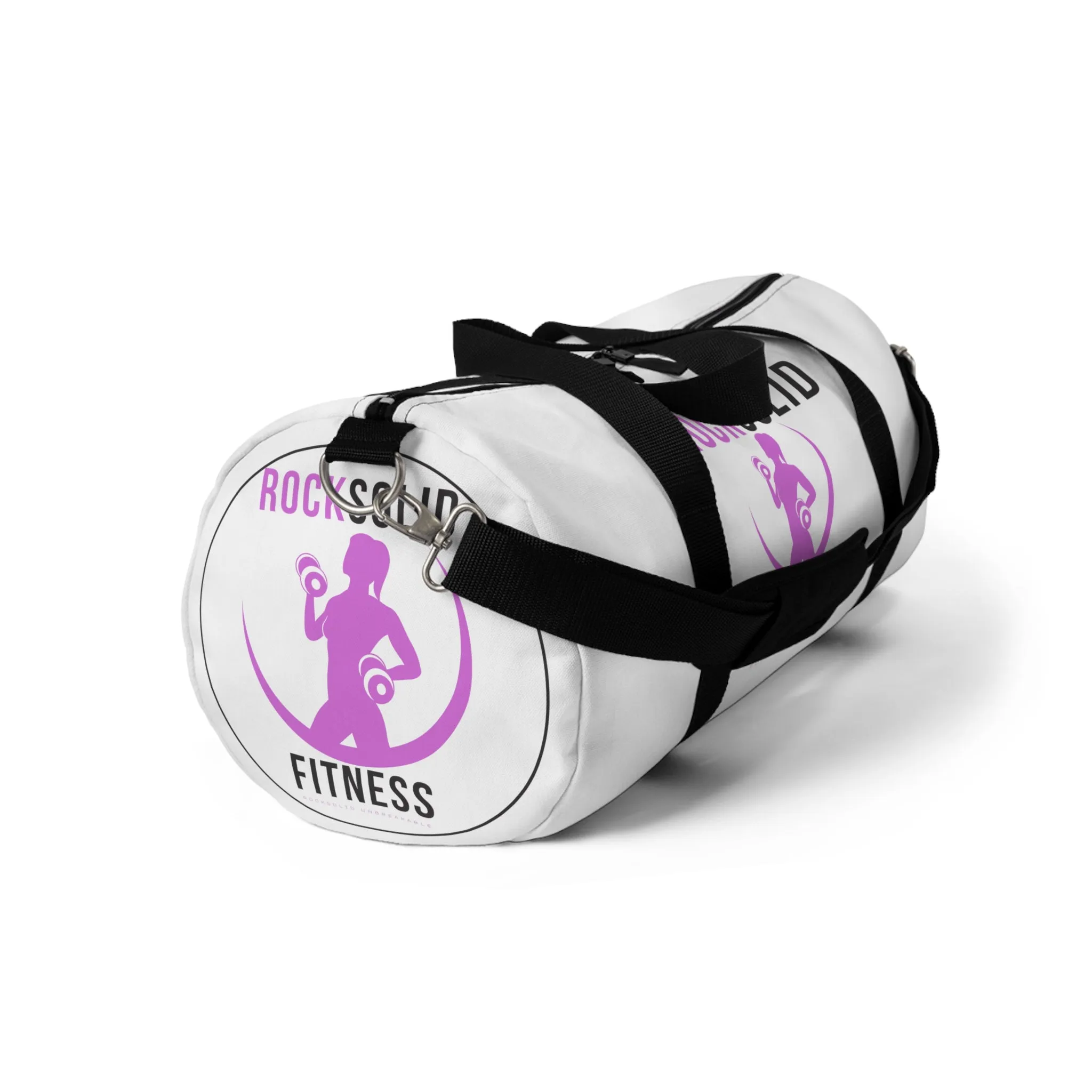 RockSolid Fitness Duffel Bag | White | Oxford Canvas | Pink Lady Logo