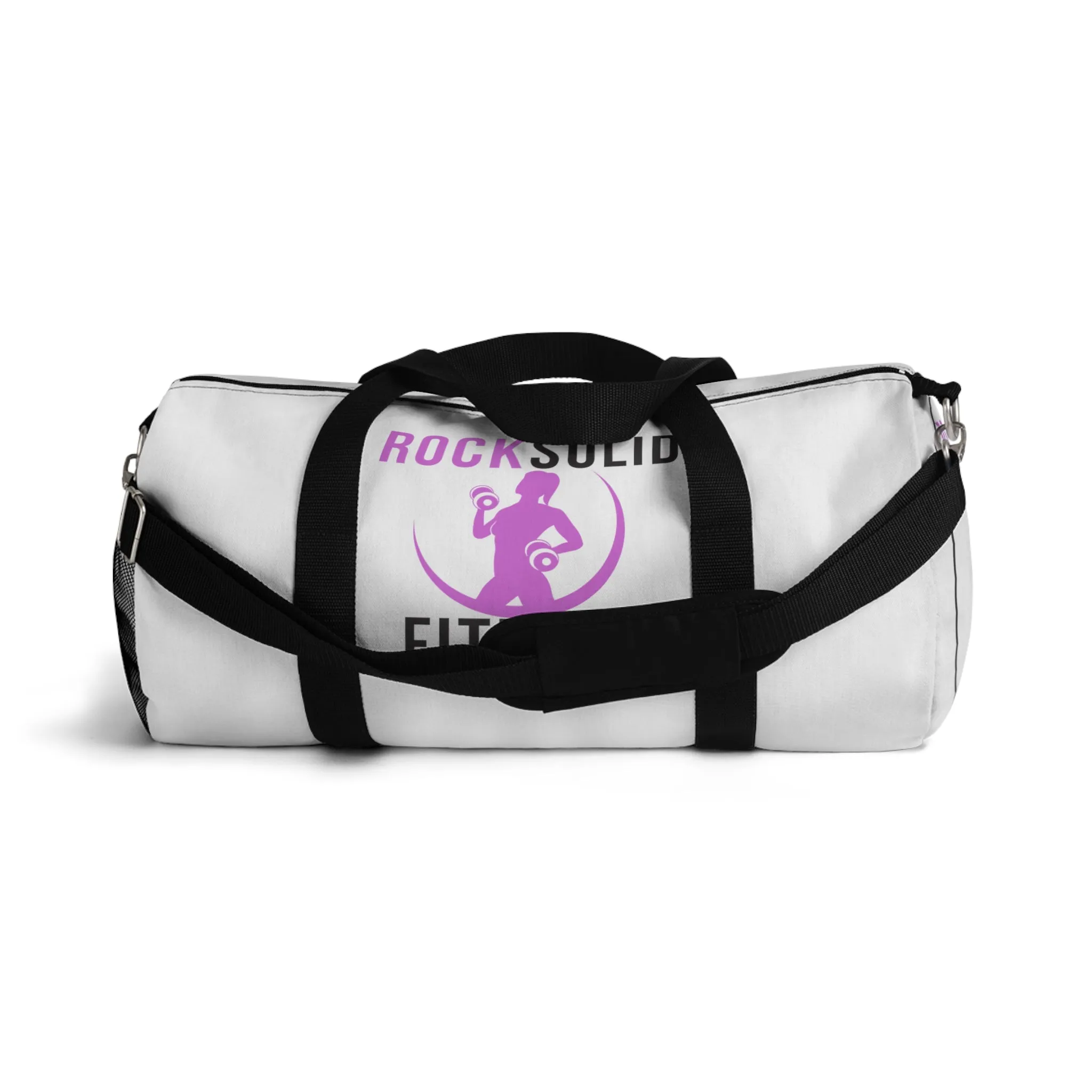 RockSolid Fitness Duffel Bag | White | Oxford Canvas | Pink Lady Logo