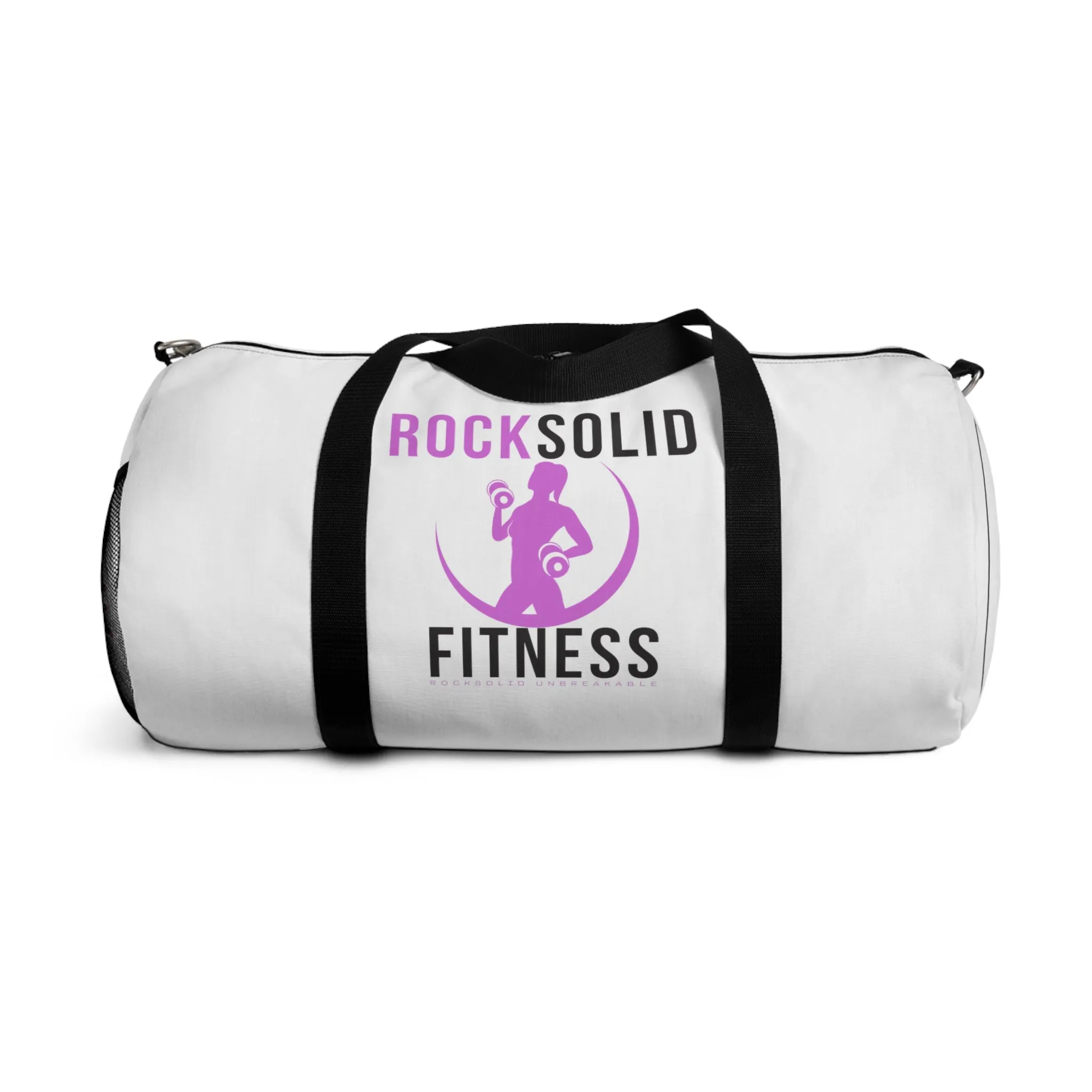 RockSolid Fitness Duffel Bag | White | Oxford Canvas | Pink Lady Logo