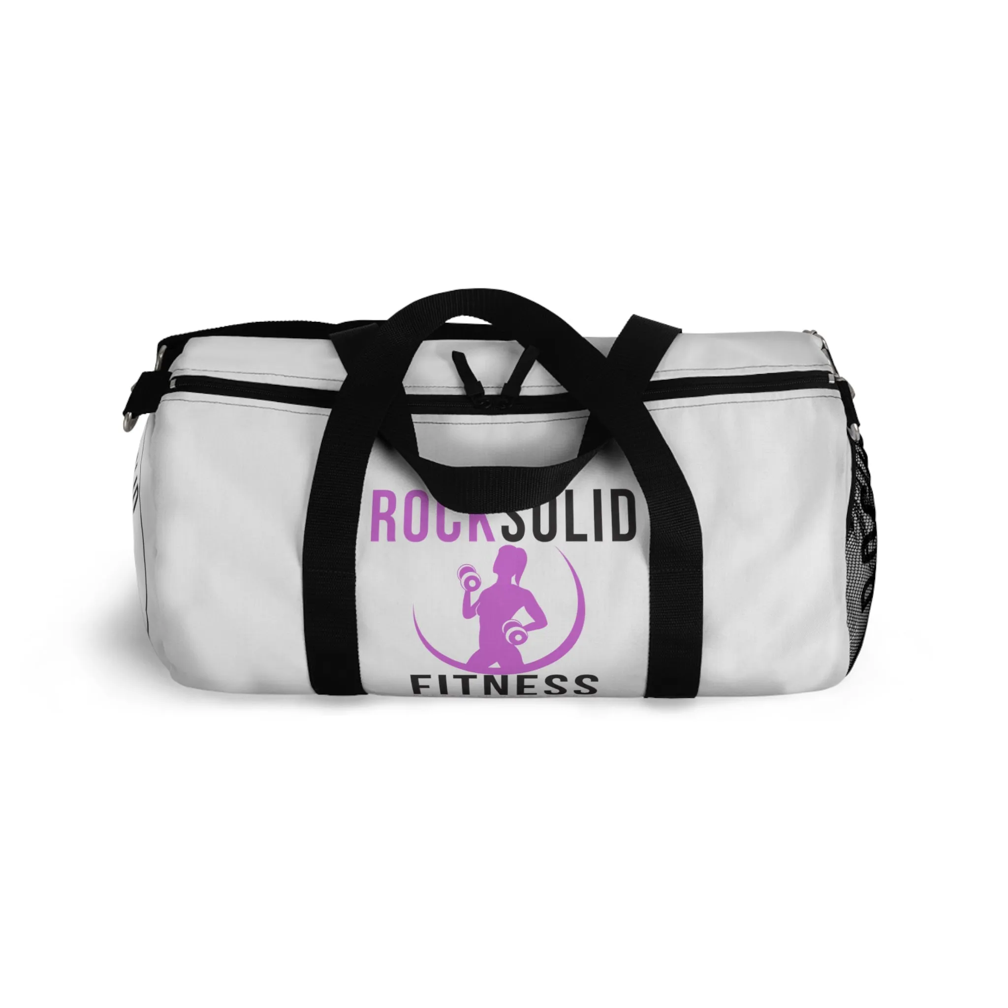 RockSolid Fitness Duffel Bag | White | Oxford Canvas | Pink Lady Logo