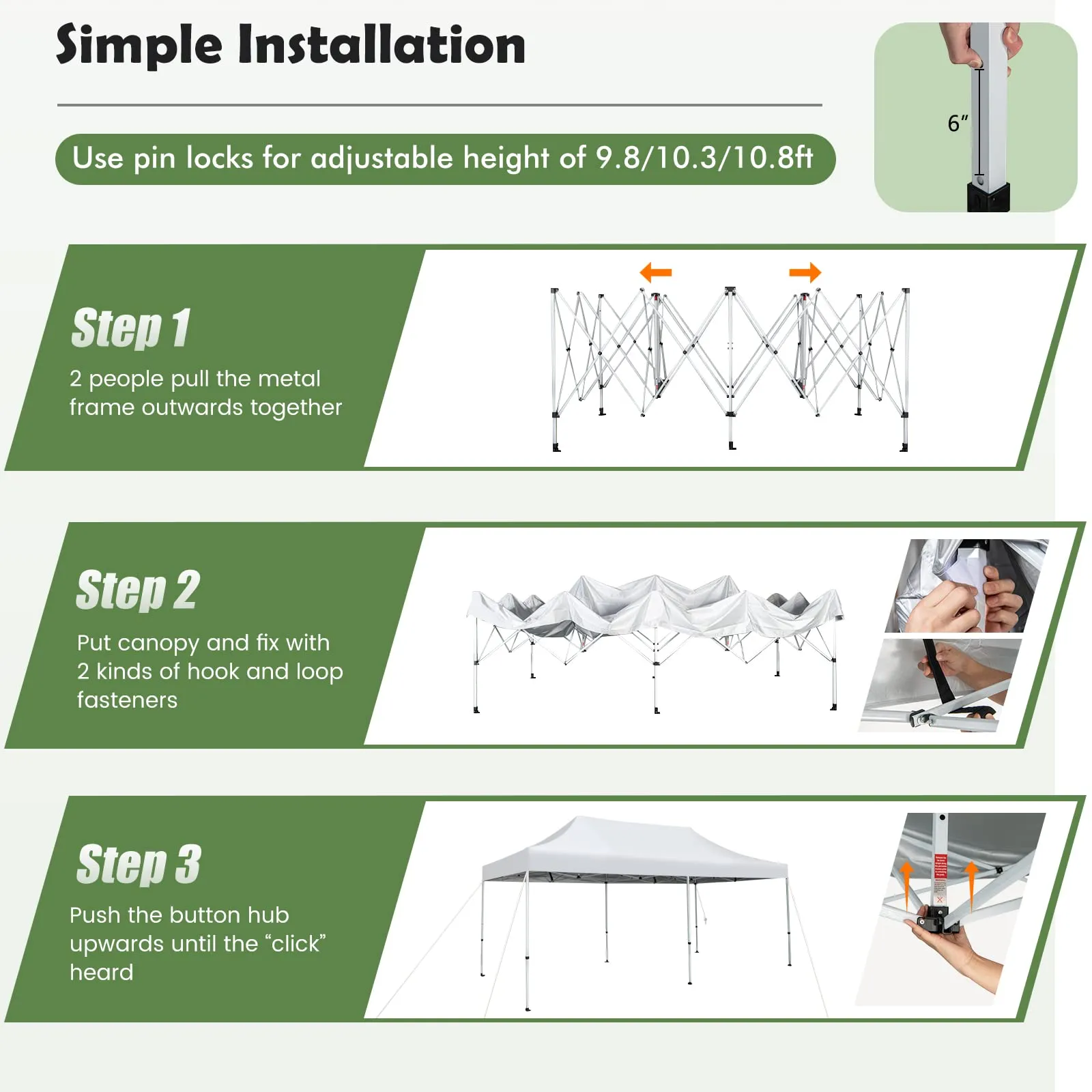Tangkula 10 x 20Ft Pop-Up Canopy Tent