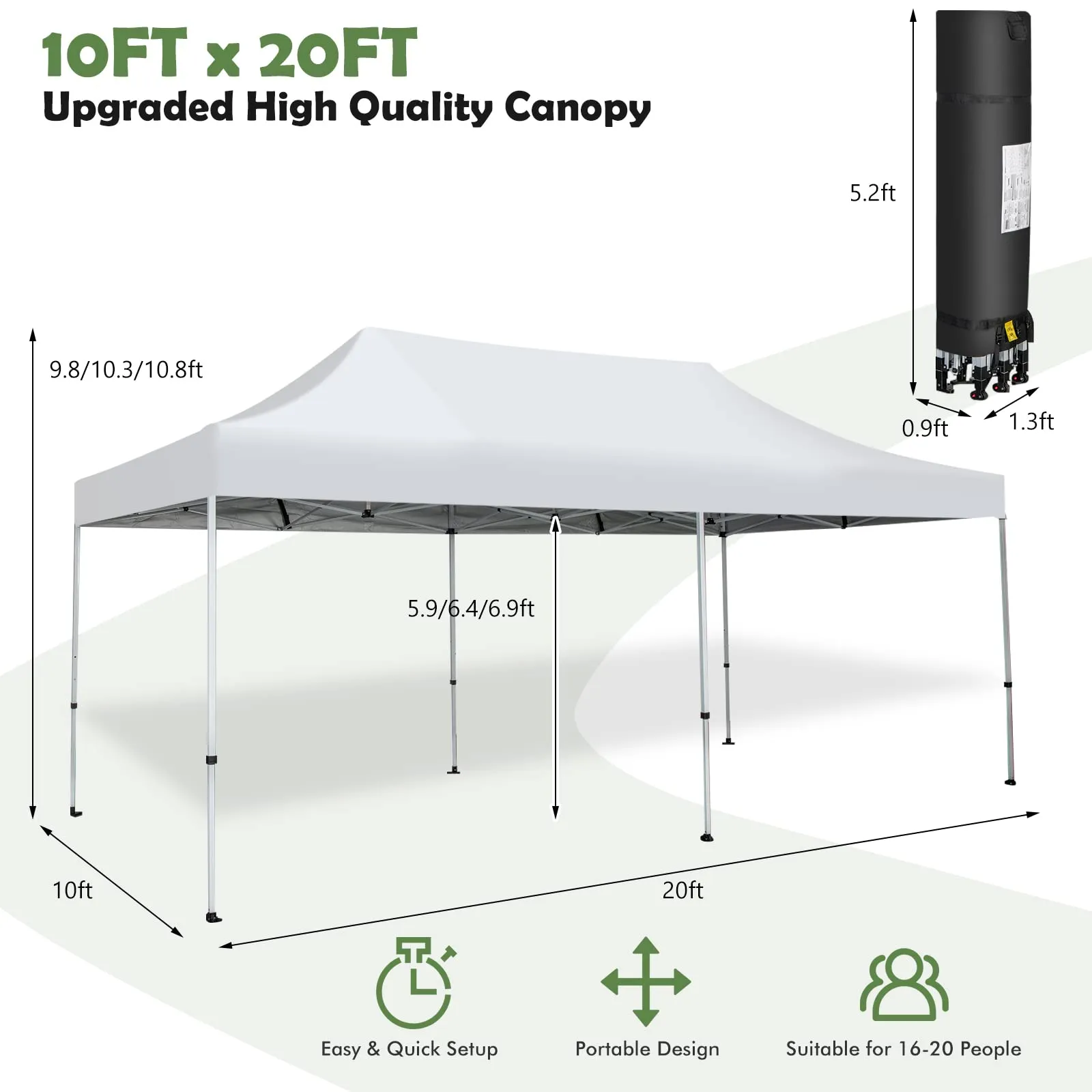 Tangkula 10 x 20Ft Pop-Up Canopy Tent