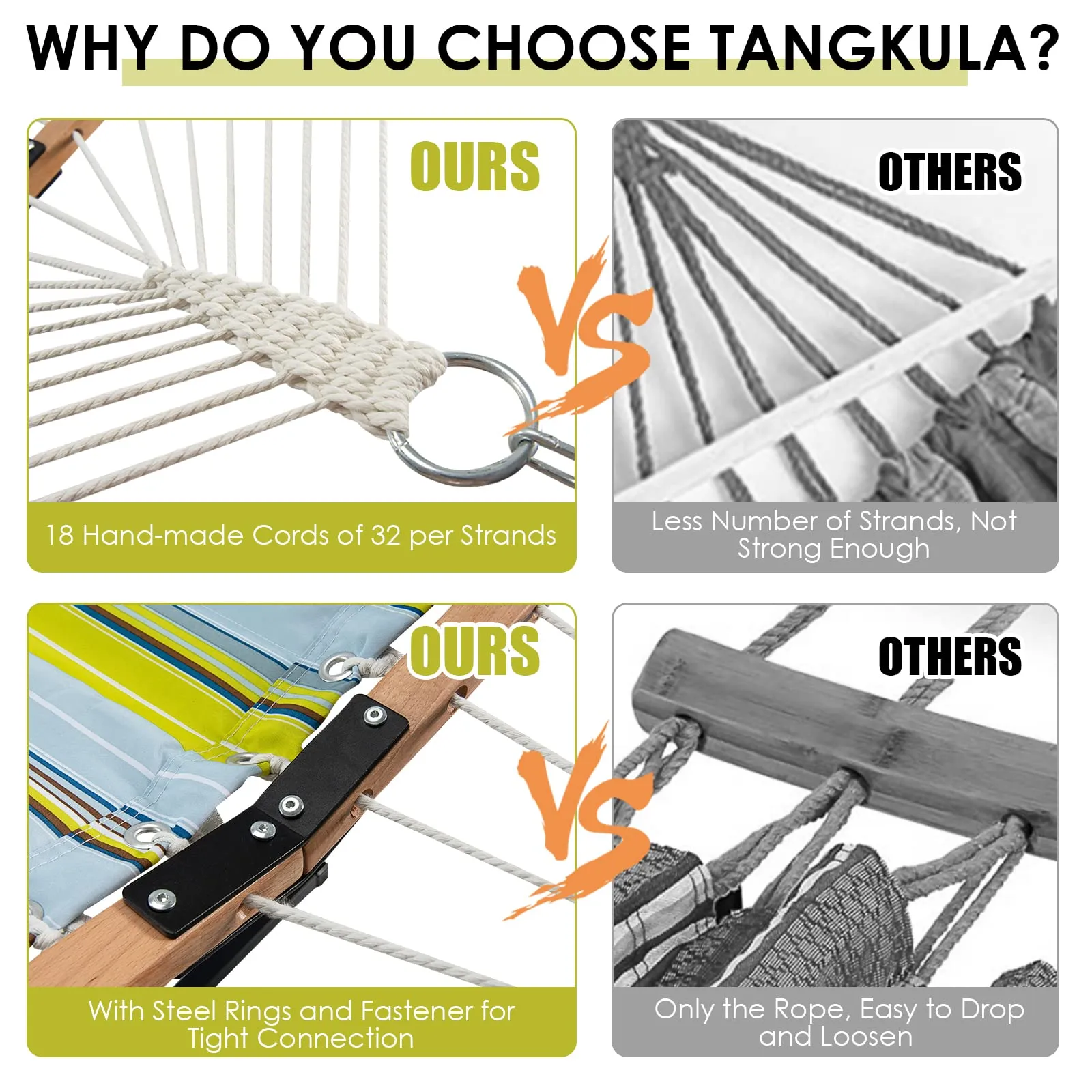 Tangkula 10.5FT Double Hammock, Heavy Duty Outdoor Hammock with Curved Spreader Bars