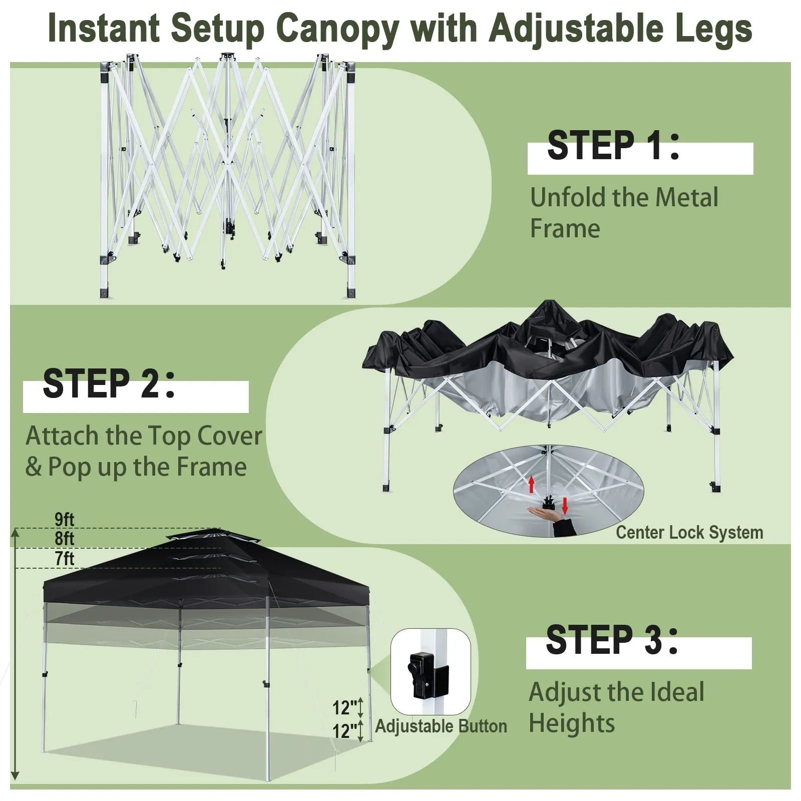 Tangkula 10x10 Ft Pop Up Canopy, Easy Set-up Outdoor Canopy with Center Lock