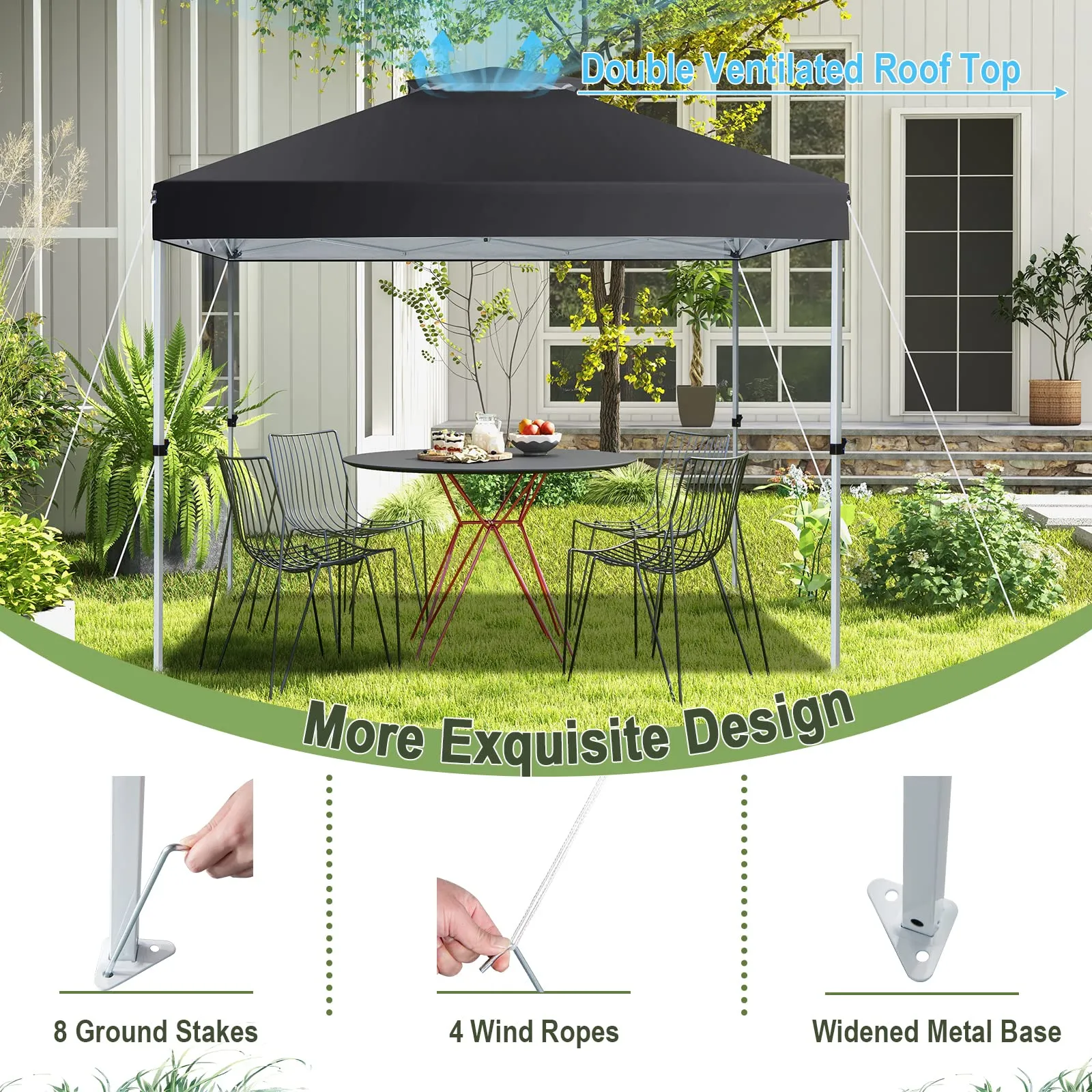 Tangkula 10x10 Ft Pop Up Canopy, Easy Set-up Outdoor Canopy with Center Lock