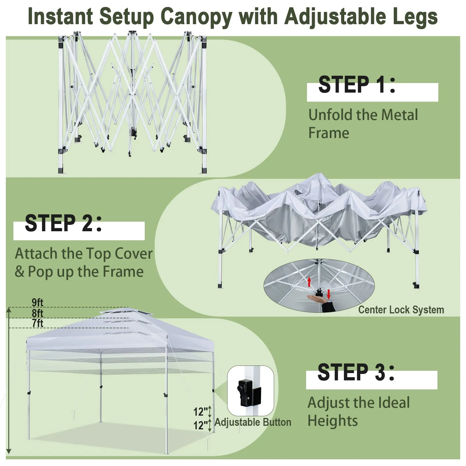 Tangkula 10x10 Ft Pop Up Canopy, Easy Set-up Outdoor Canopy with Center Lock