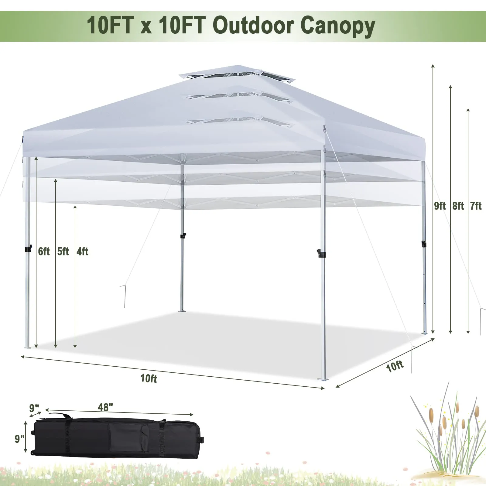 Tangkula 10x10 Ft Pop Up Canopy, Easy Set-up Outdoor Canopy with Center Lock