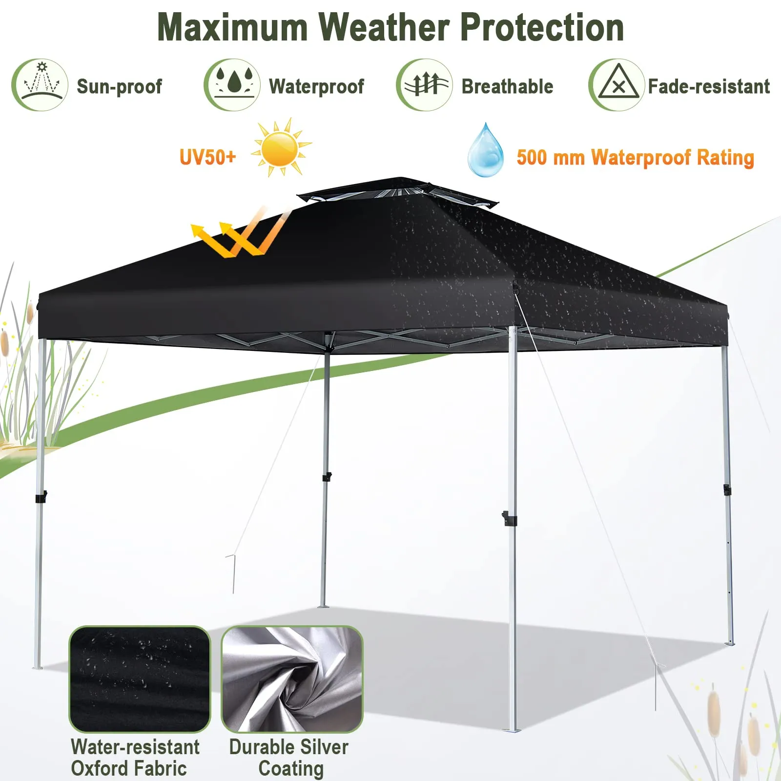 Tangkula 10x10 Ft Pop Up Canopy, Easy Set-up Outdoor Canopy with Center Lock