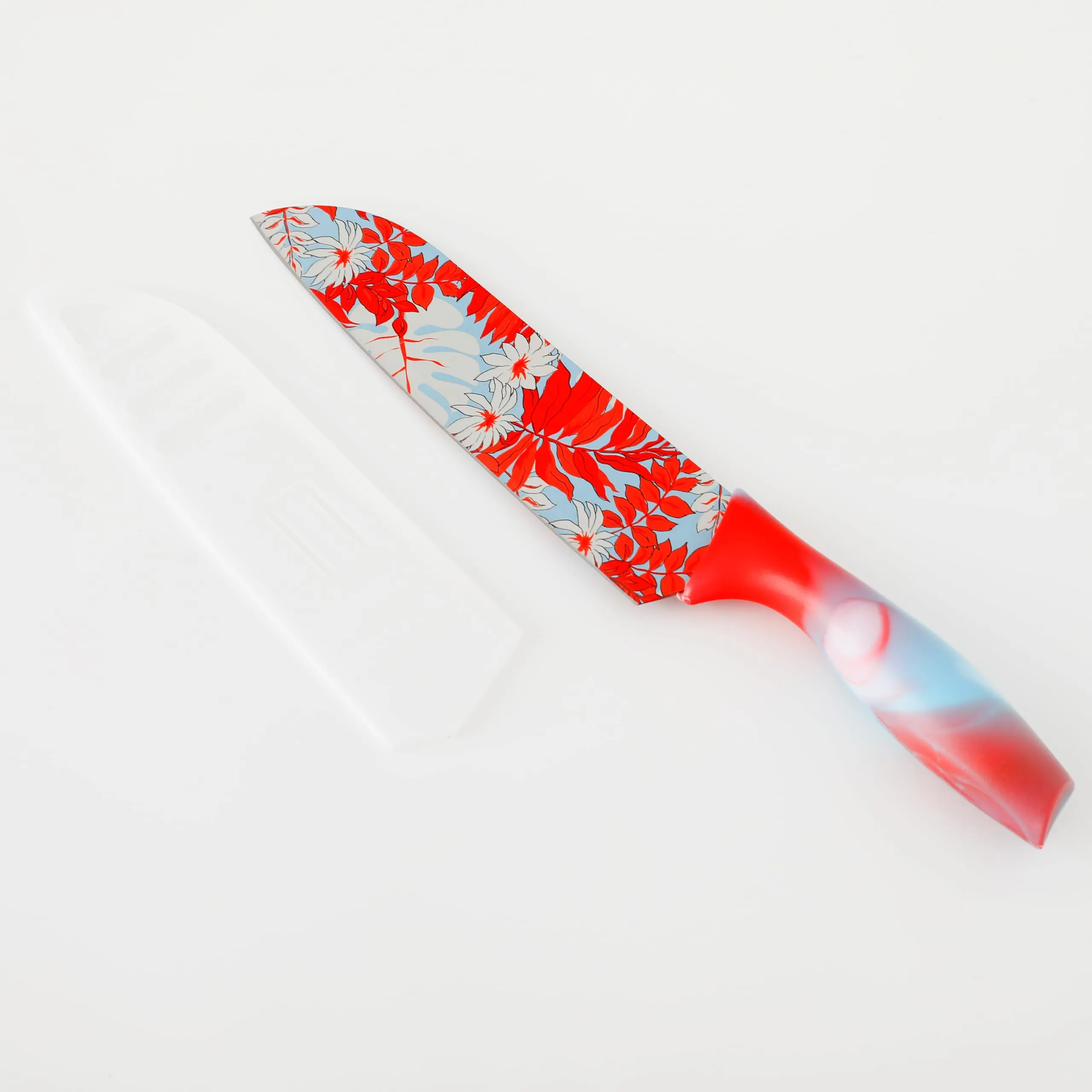 The Better Home Sharp Knife for Kitchen (7 Inch - 2 Pcs) Chef Knife | Chaku Knife | Printed Knife| Nife | Chopping Knife | Steel Kitchen Knife with Cover | Chopper Knife for Kitchen (Red)