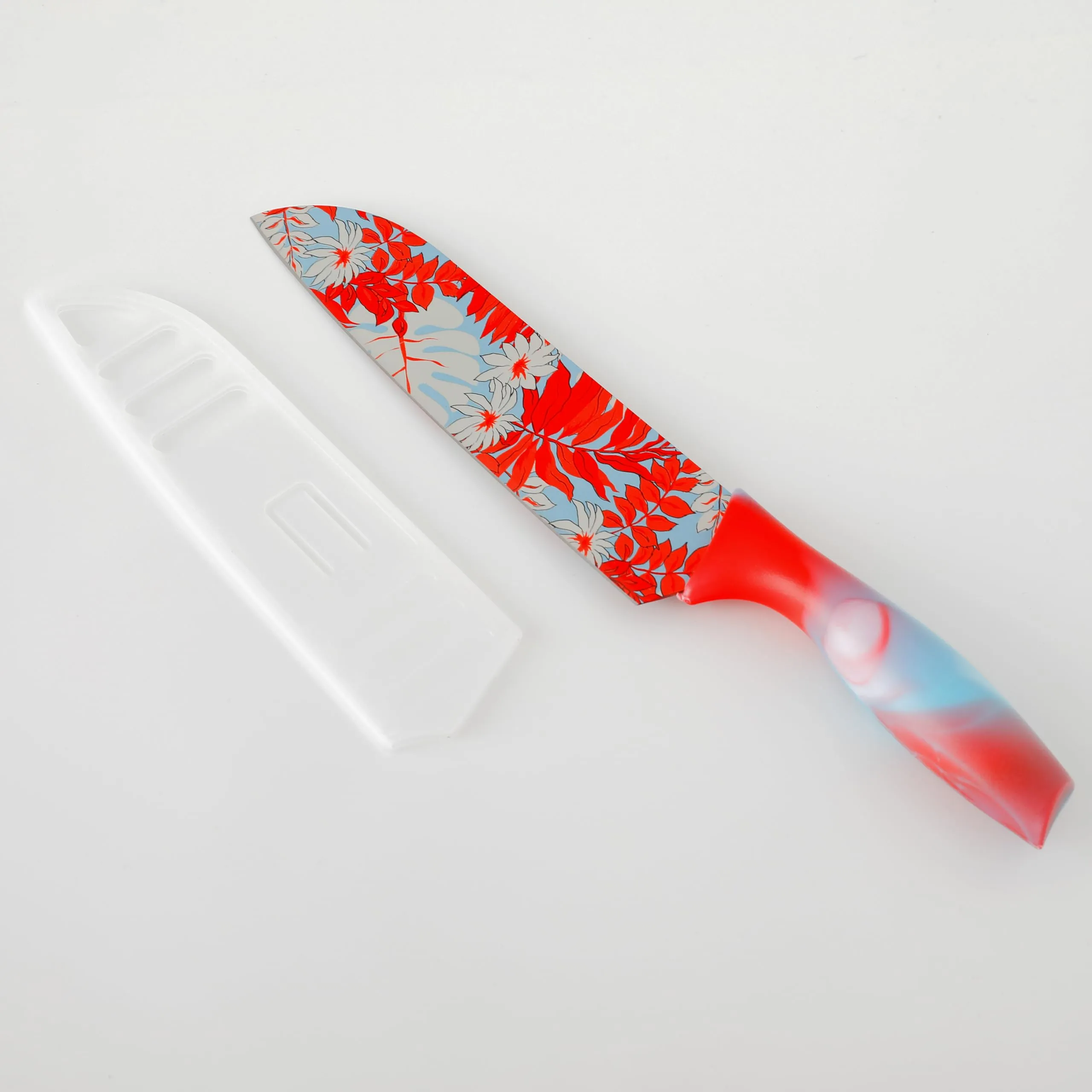 The Better Home Sharp Knife for Kitchen (7 Inch - 2 Pcs) Chef Knife | Chaku Knife | Printed Knife| Nife | Chopping Knife | Steel Kitchen Knife with Cover | Chopper Knife for Kitchen (Red)