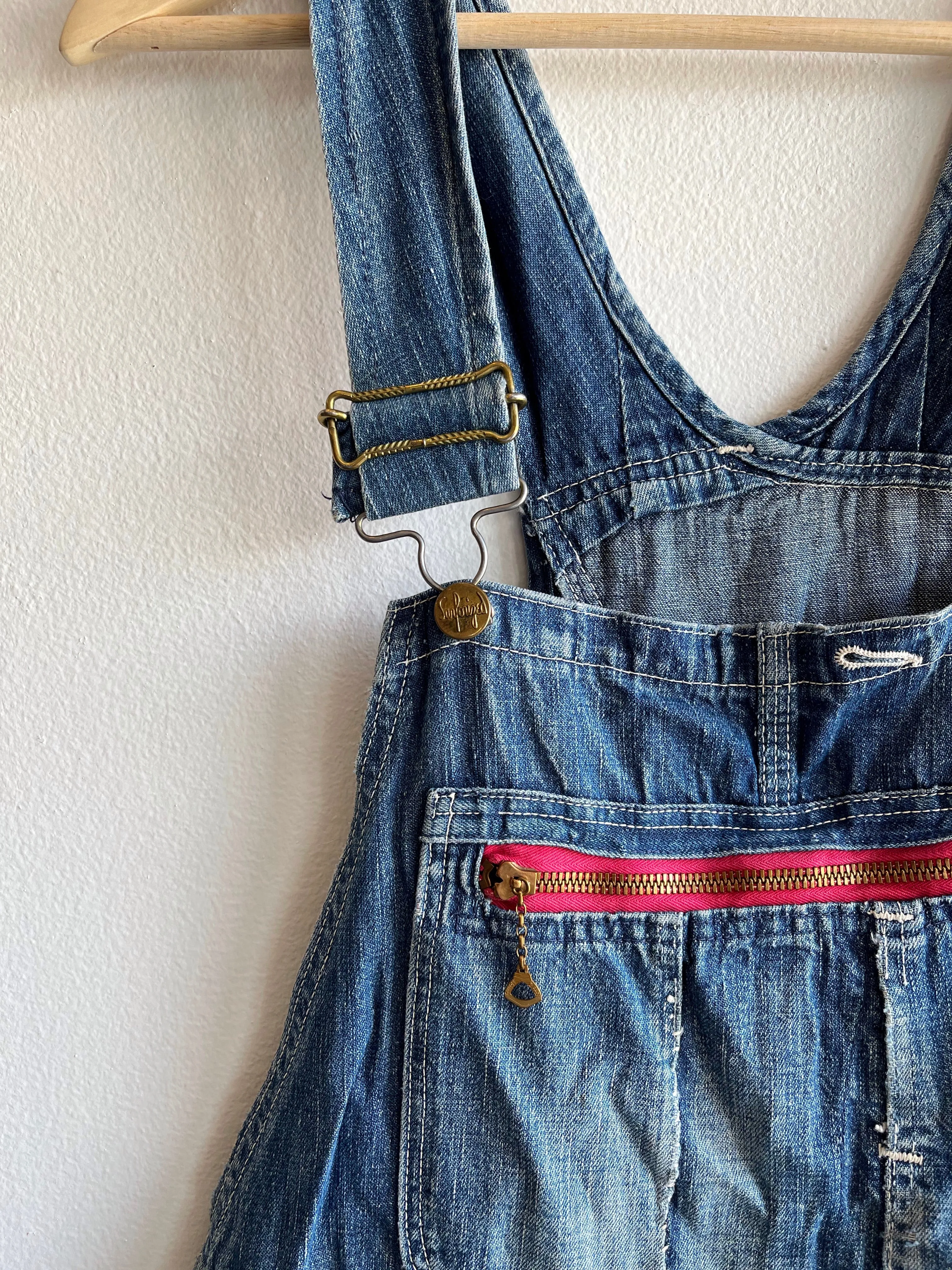 Vintage 1940/50s Sanforized Zip-Pouch Denim Overalls
