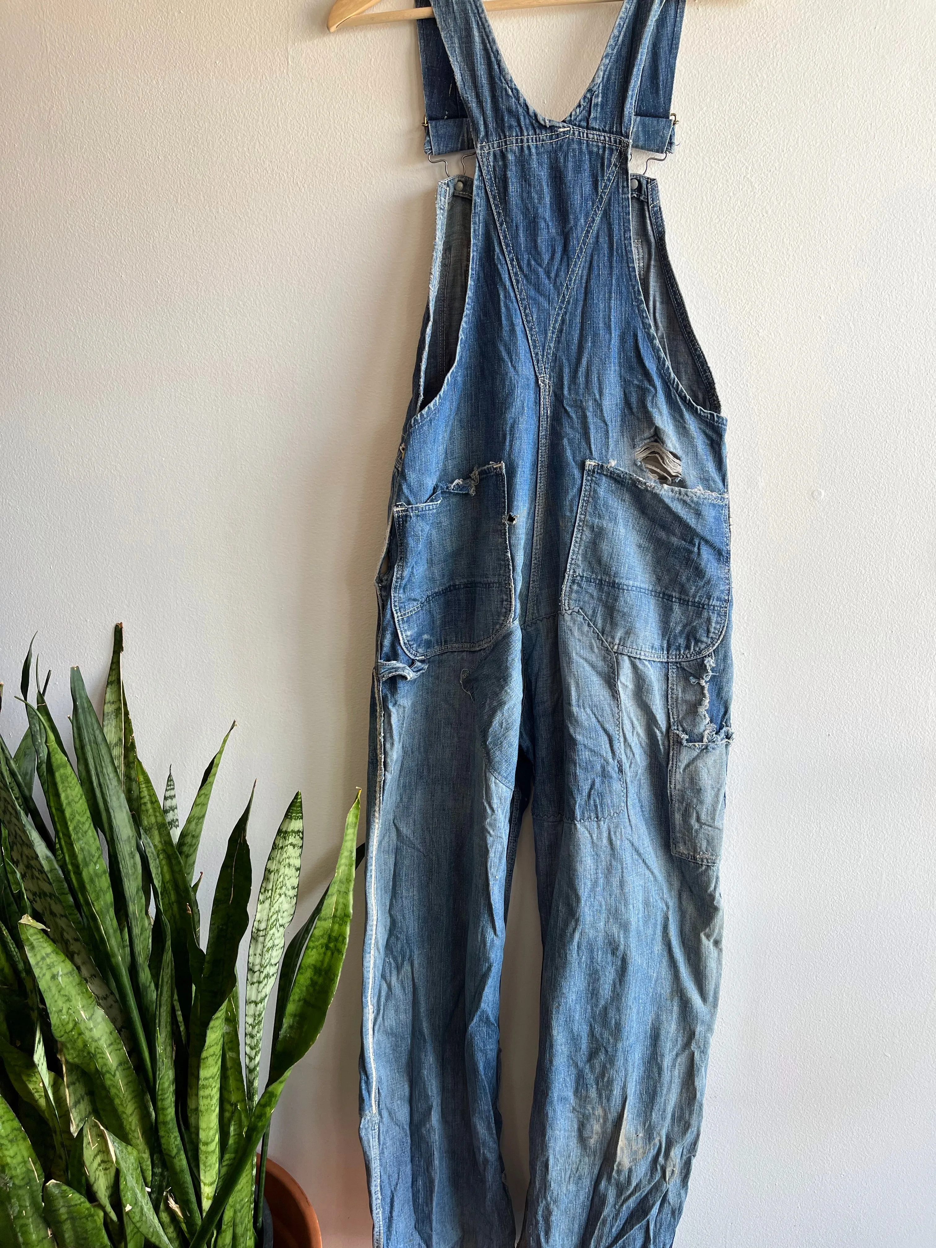 Vintage 1940/50s Sanforized Zip-Pouch Denim Overalls