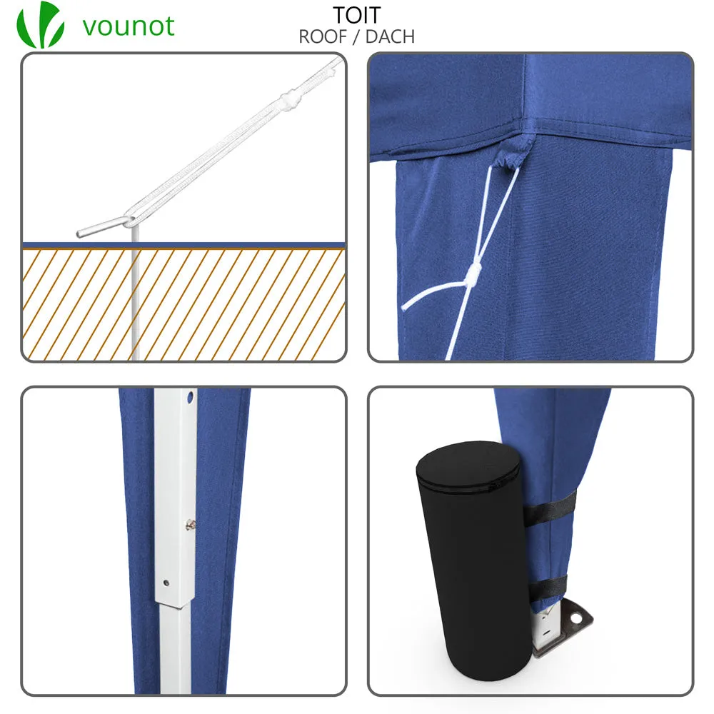 VOUNOT 3x3m Pop Up Gazebo with 4 Leg Weight Bags, Folding Party Tent for Garden Outdoor, Blue