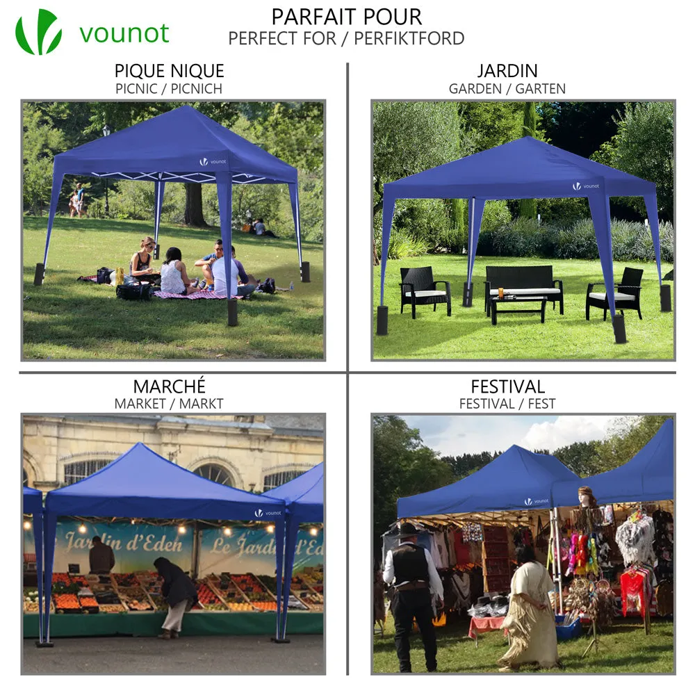 VOUNOT 3x3m Pop Up Gazebo with 4 Leg Weight Bags, Folding Party Tent for Garden Outdoor, Blue