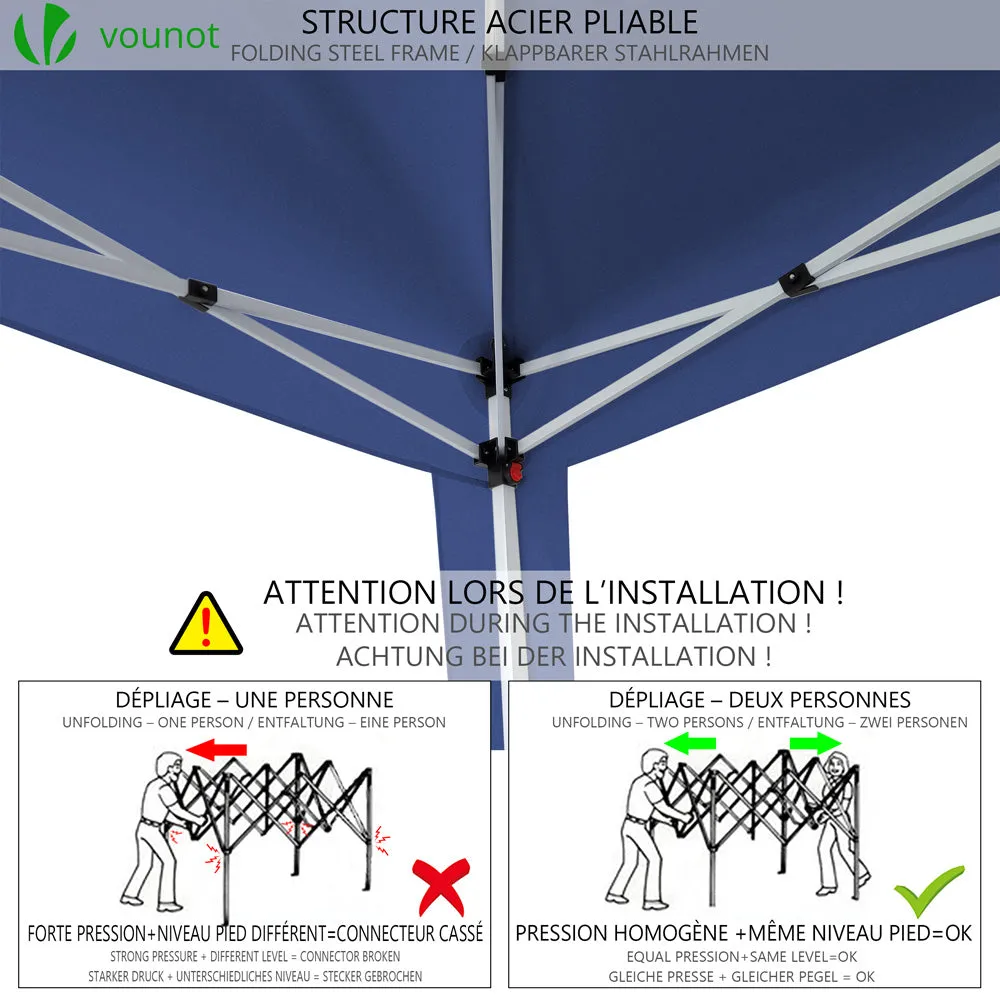 VOUNOT 3x3m Pop Up Gazebo with 4 Leg Weight Bags, Folding Party Tent for Garden Outdoor, Blue