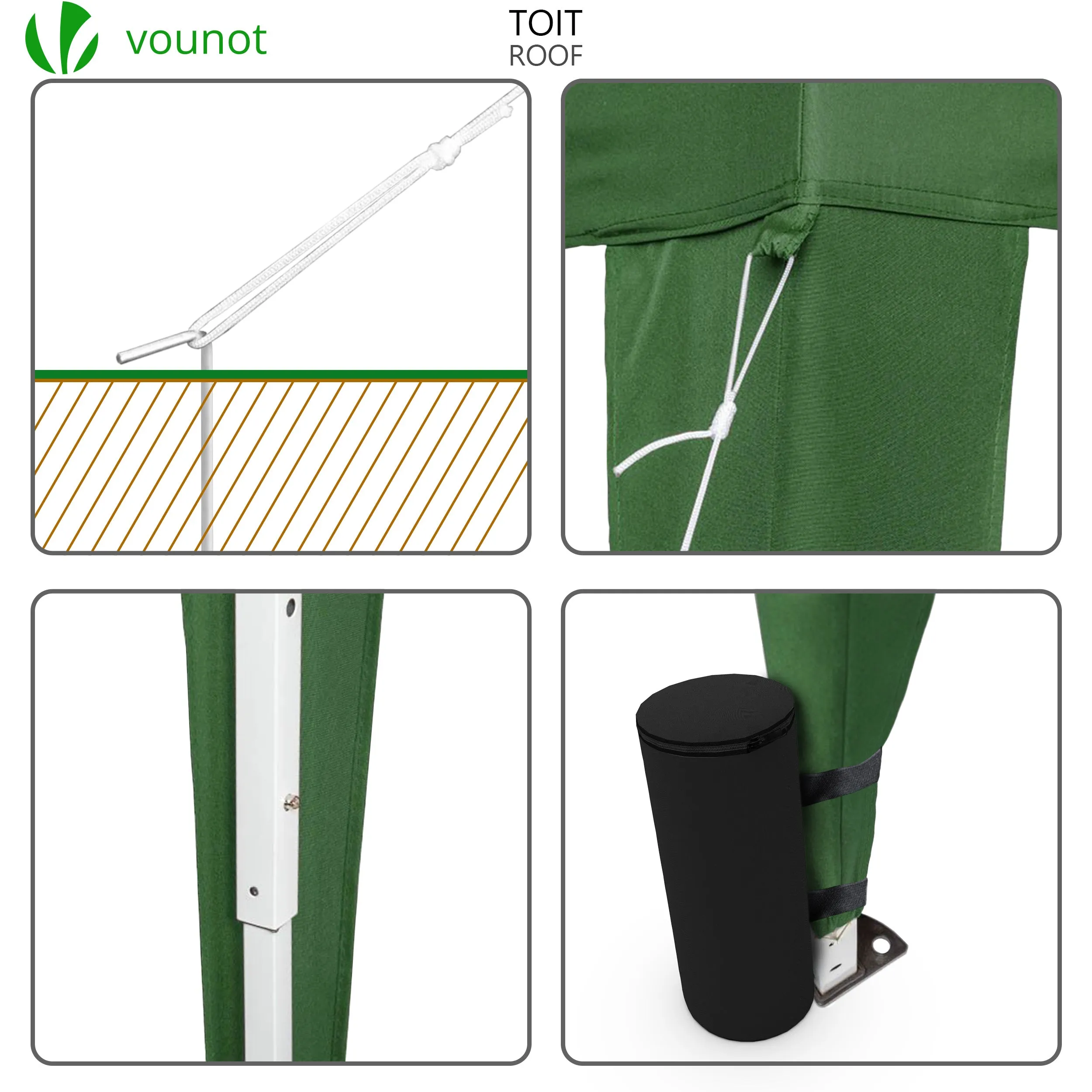 VOUNOT 3x3m Pop Up Gazebo with 4 Leg Weight Bags, Folding Party Tent for Garden Outdoor, Green