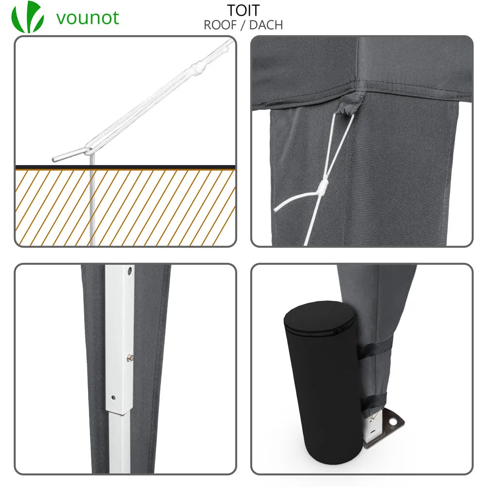 VOUNOT 3x3m Pop Up Gazebo with 4 Leg Weight Bags, Folding Party Tent for Garden Outdoor, Grey