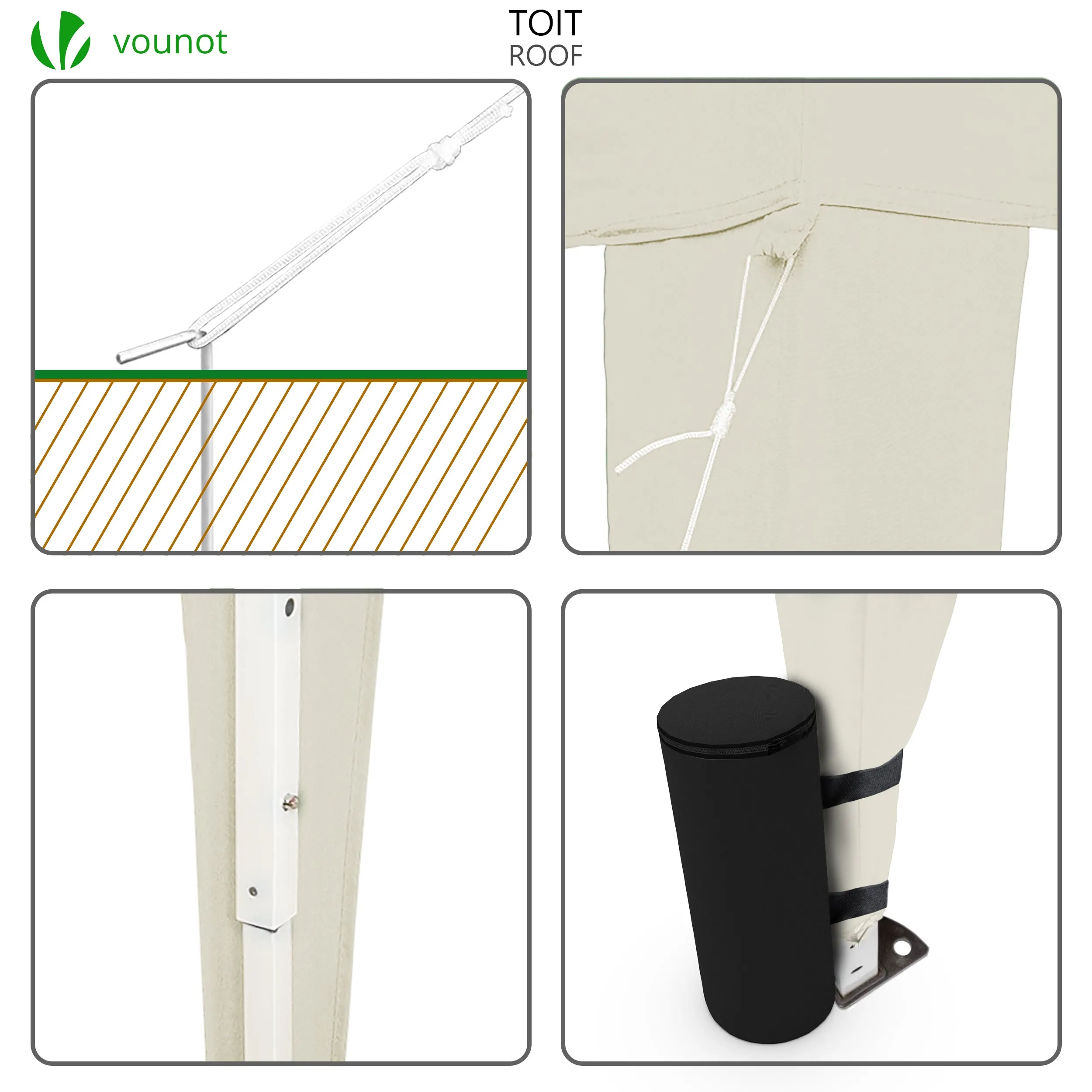 VOUNOT 3x3m Pop Up Gazebo with 4 Leg Weight Bags, Folding Party Tent for Garden Outdoor, White